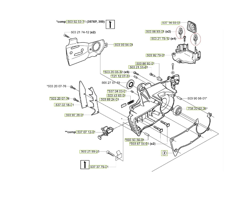 Amortizor drujba Husqvarna 135/140/340/345/350/346xp/351/353/357/359/435/440/445/450/455/460 (cauciuc)