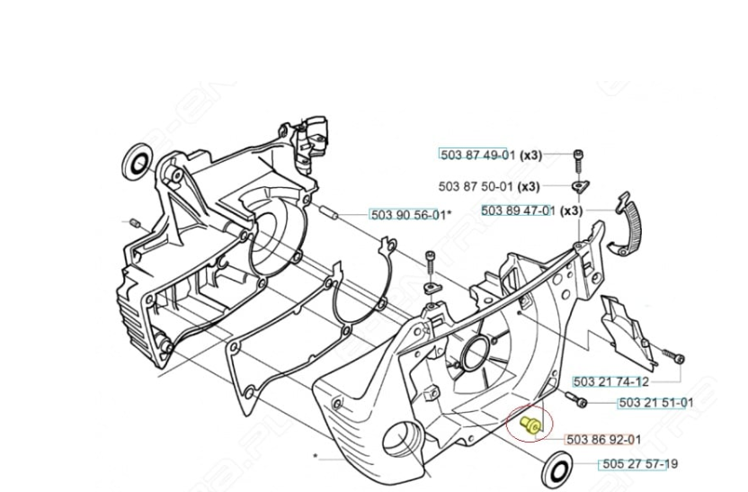 Amortizor drujba Husqvarna  135/140/340/345/350/346xp/351/353/357/359/435/440/445/450/455/460  (cauciuc)