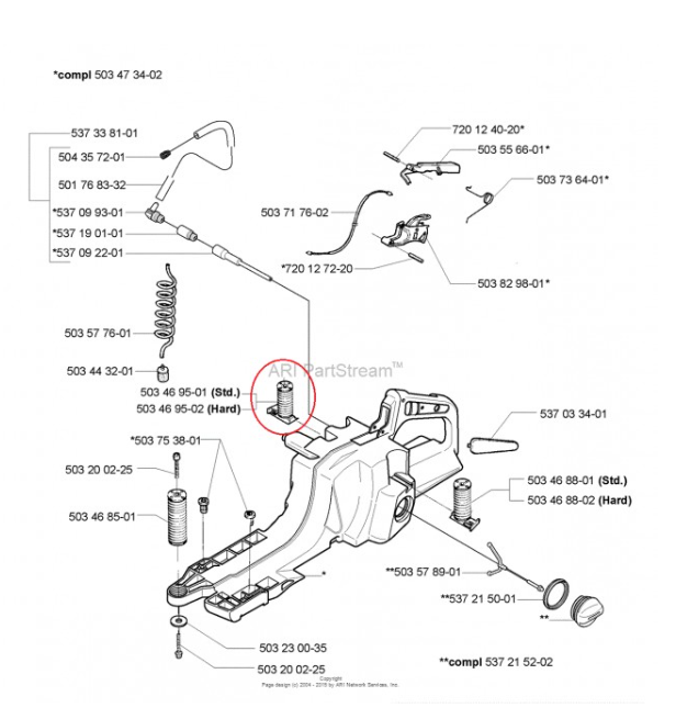 Amortizor drujba Husqvarna 394, 395 dreapta