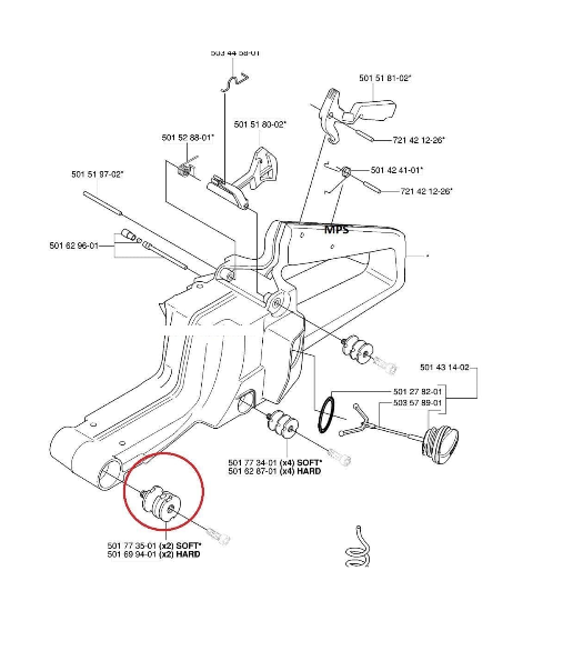 Amortizor drujba Husqvarna 61/66/262/268/272 (model mare)