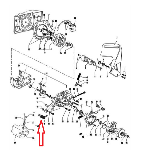 Amortizor drujba McCulloch Promac 36, 38, 40, 46, TITAN 46