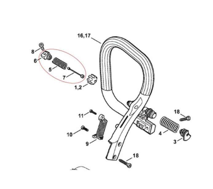 Amortizor drujba compatibil Stihl MS 231, 231C, 241C, 251, 251C, 271, 291(model mic)