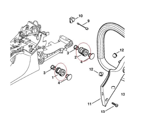 Amortizor drujba compatibil Stihl MS 270/MS 280 (model nou)