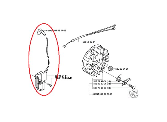 Aprindere drujba Husqvarna 340 345 346 350 351 353 357 359, 365