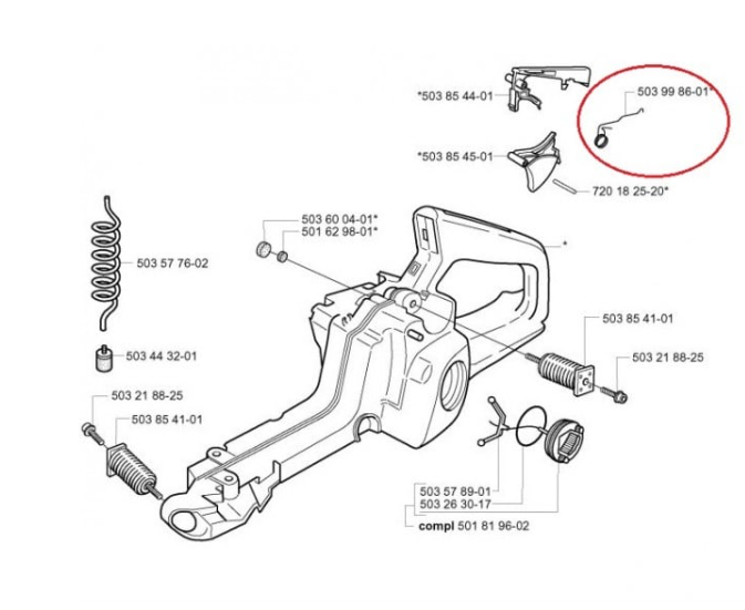 Arc acceleratie drujba compatibil Husqvarna 340, 345, 346, 350, 351, 353, 357, 359