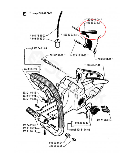 Blocator acceleratie drujba Husqvarna 262 - original