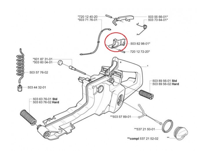 Buton acceleratie drujba Husqvarna 362/365/371/372