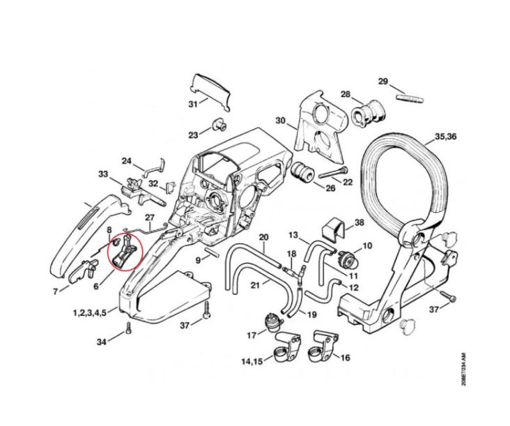Buton acceleratie drujba compatibil Stihl MS 210/MS 230/MS 250/021/023/025