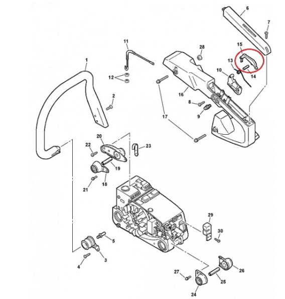 Buton acceleratie drujba compatibil Stihl MS 290/MS 310/MS 390/029/039