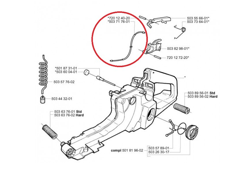 Cablu acceleratie drujba compatibil Husqvarna 365/371/372