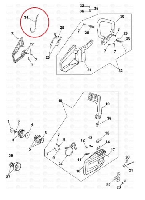Cablu acceleratie drujba compatibil OleoMac 938/941/942/946/951