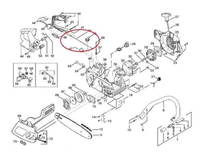 Cablu acceleratie drujba compatibil cu Partner / Woodhark / McCulloch / Ikra