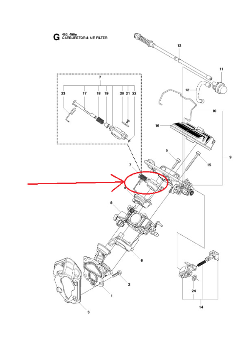 Clapeta acceleratie carburator drujba Husqvarna 445, 450