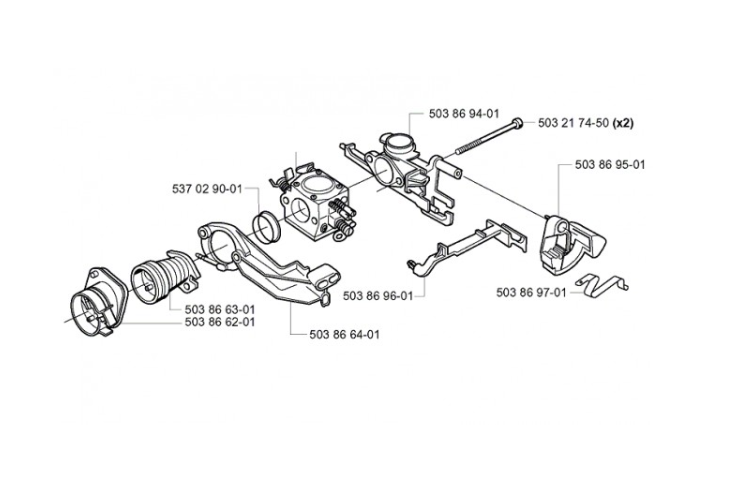 Flansa carburator drujba Husqvarna 340, 345, 350, 351, 353 (original)