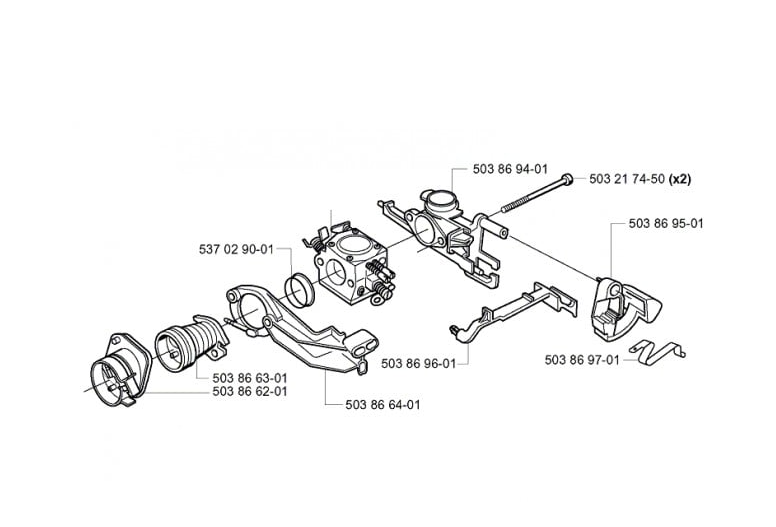 Flansa carburator drujba Husqvarna 340, 345, 350, 351, 353 (tip 2)