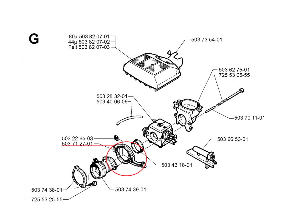 Flansa carburator drujba Husqvarna 362, 365, 371, 372