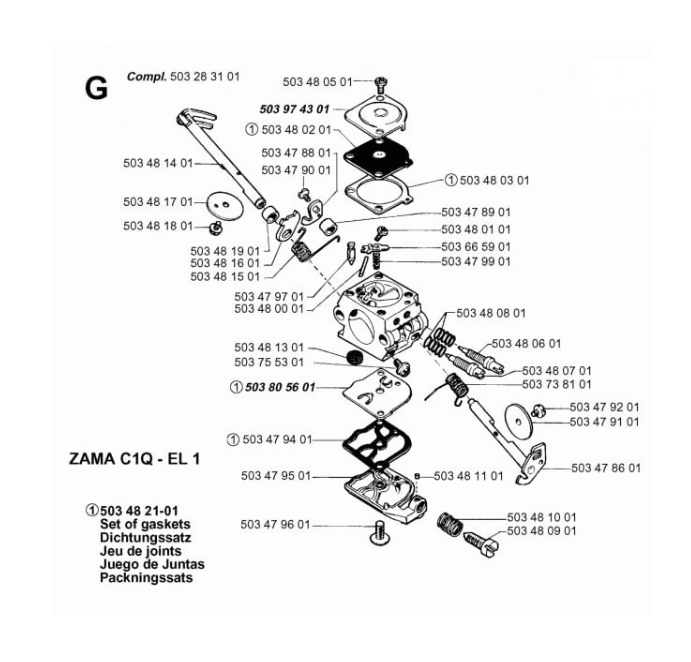 Set membrane carburator drujba Husqvarna 40, 51, 55