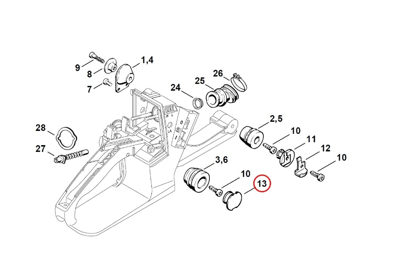 Set suport amortizor drujba compatibil Stihl MS 240 - MS 660 (3 buc)